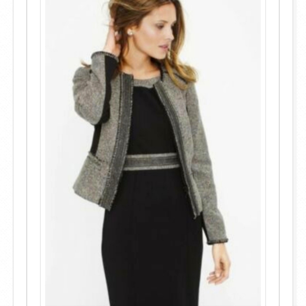 White House Black Market Black and Gray Midi Dress